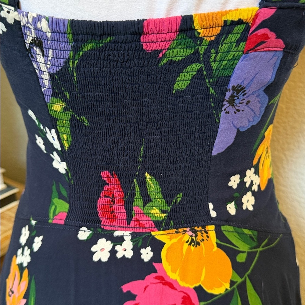 Anthropologie Maeve Vivienne Blue Motif Sweetheart Neckline Midi Dress Size 2 - Picture 6 of 8